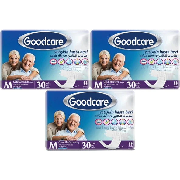 Goodcare Hasta Bezi Yetişkin Bel Bantlı Tekstil Yüzey M Medium - Orta 90 Adet (3pk*30) ürün görseli 1