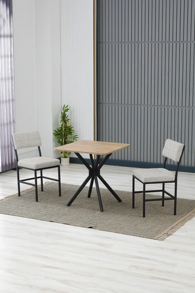 Armens Life Mobilya, Lojistik & Elektronik Ticaret Armens Life Mobilya, Lojistik & Elektronik Ticaret Dubai Modeli Kare Mutfak Masa Sandalye Takımı, 2 Sandalye 1 Sabit Ceviz Masa 70x70 Cm, Keten Kumaş ürün görseli 1