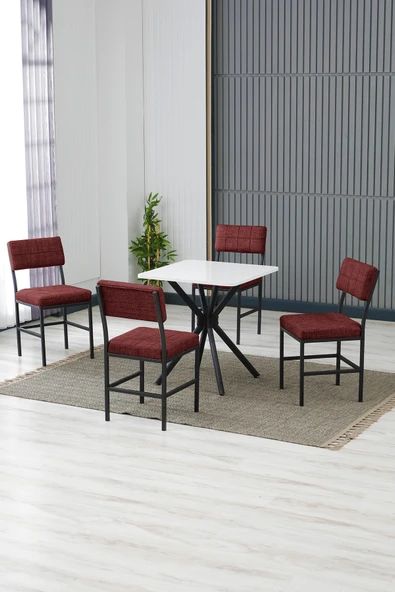 Armens Life Mobilya, Lojistik & Elektronik Ticaret Armens Life Mobilya, Lojistik & Elektronik Ticaret Dubai Kare Mutfak Masa Sandalye Takımı, 4 Sandalye 1 Sabit Beyaz Masa 70x70 Cm, Keten Kumaş ürün görseli 1