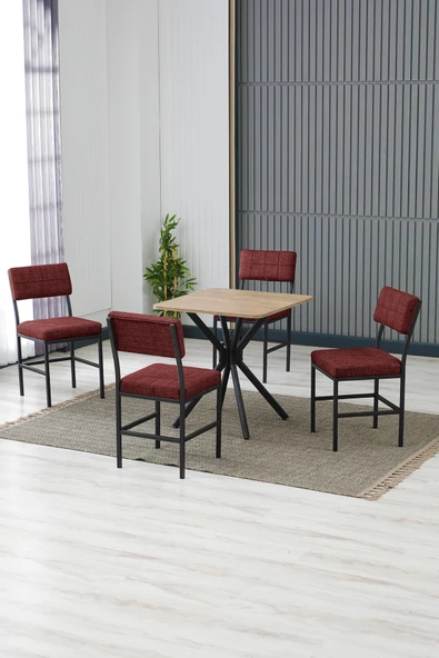 Armens Life Mobilya, Lojistik & Elektronik Ticaret Armens Life Mobilya, Lojistik & Elektronik Ticaret Dubai Kare Mutfak Masa Sandalye Takımı, 4 Sandalye 1 Sabit Ceviz Masa 70x70 Cm, Keten Kumaş ürün görseli 1