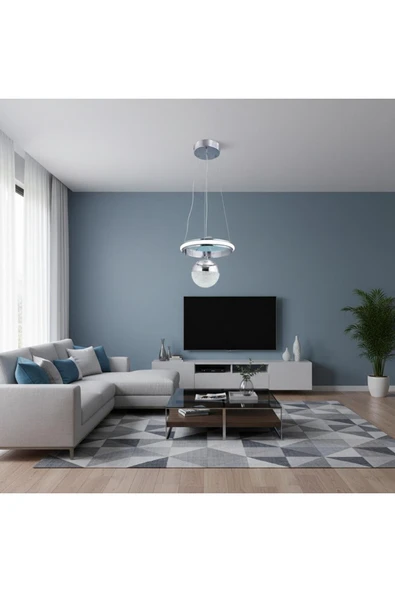 Elizim Home Lighting Aura Lüx Kaliteli Tek Toplu Krom Ledli Sarkıt Avize ürün görseli 1