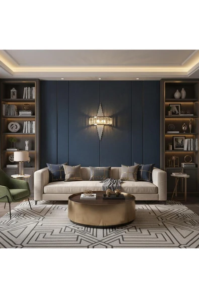 Elizim Home Lighting Taşlı Üçgen Ledli Krom Pilli Aplik ürün görseli 1