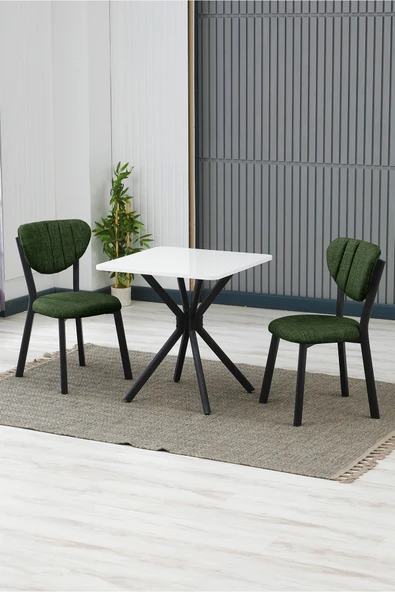 Armens Life Mobilya, Lojistik & Elektronik Ticaret Armens Life Mobilya, Lojistik & Elektronik Ticaret Elma Modeli Kare Mutfak Masa Sandalye Takımı, 2 Sandalye 1 Sabit Beyaz Masa 70x70 Cm, Keten Kumaş ürün görseli 1