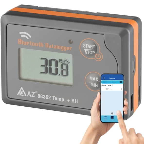 AZ 88362 Sıcaklık Nem Kayıt Cihazı Datalogger  Akıllı Telefon Uyumlu ürün görseli 1