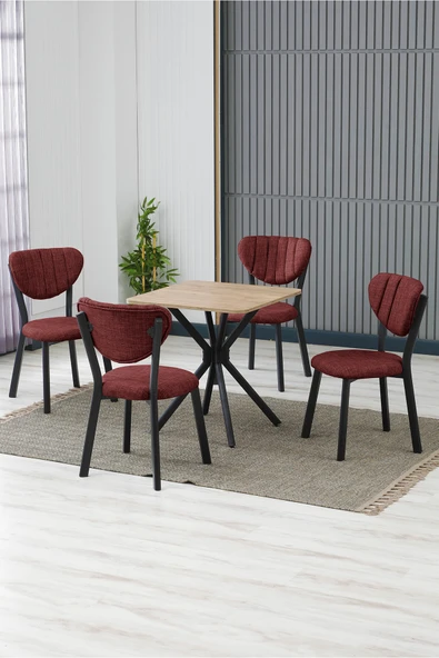 Armens Life Mobilya, Lojistik & Elektronik Ticaret Armens Life Mobilya, Lojistik & Elektronik Ticaret Elma Cafe, Restorant Mutfak MasaSandalye Takımı, 4 Sandalye 1 Sabit Ceviz Masa 70x70 Keten ürün görseli 1