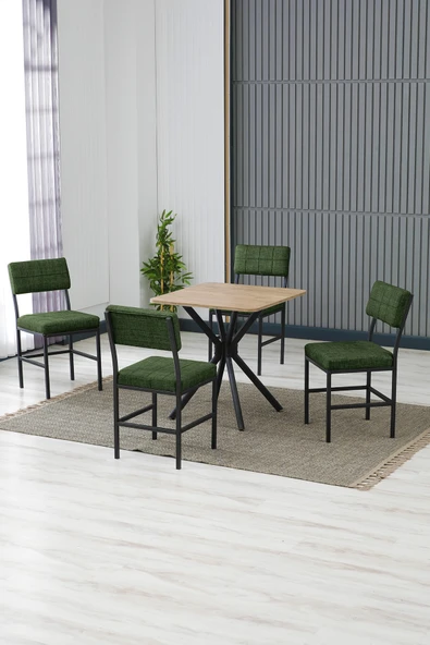 Armens Life Mobilya, Lojistik & Elektronik Ticaret Armens Life Mobilya, Lojistik & Elektronik Ticaret Dubai Kare Mutfak Masa Sandalye Takımı, 4 Sandalye 1 Sabit Ceviz Masa 70x70 Cm, Keten Kumaş ürün görseli 1
