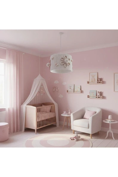 Elizim Home Lighting Makrome Sega Pembe Sarkıt Avize ürün görseli 1