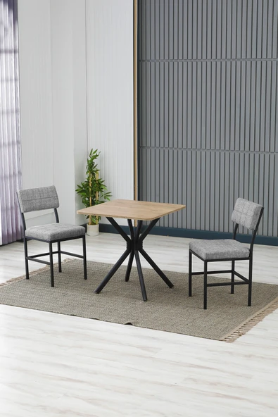 Armens Life Mobilya, Lojistik & Elektronik Ticaret Armens Life Mobilya, Lojistik & Elektronik Ticaret Dubai Modeli Kare Mutfak Masa Sandalye Takımı, 2 Sandalye 1 Sabit Ceviz Masa 70x70 Cm, Keten Kumaş ürün görseli 1