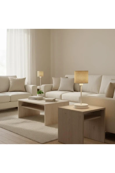 Elizim Home Lighting 20'lik Hasır Görünümlü Krem Abajur ürün görseli 1