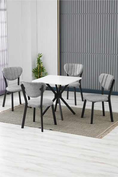 Armens Life Mobilya, Lojistik & Elektronik Ticaret Armens Life Mobilya, Lojistik & Elektronik Ticaret Elma Cafe, Restorant Mutfak MasaSandalye Takımı, 4 Sandalye 1 Sabit Beyaz Masa 70x70 Keten ürün görseli 1