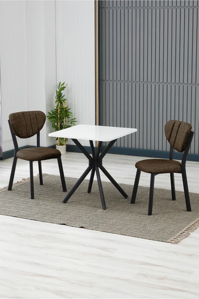 Armens Life Mobilya, Lojistik & Elektronik Ticaret Armens Life Mobilya, Lojistik & Elektronik Ticaret Elma Modeli Kare Mutfak Masa Sandalye Takımı, 2 Sandalye 1 Sabit Beyaz Masa 70x70 Cm, Keten Kumaş ürün görseli 1