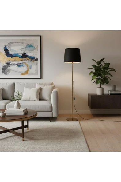 Elizim Home Lighting Duru Eskitme Kasa Siyah Şapkalı Lambader ürün görseli 1