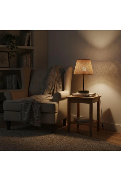 Elizim Home Lighting Bambu Hasır Görünümlü Abajur ürün görseli 1