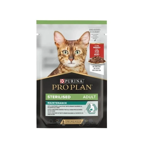 Pro Plan Pouch Sos İçinde Sığır Etli Kısırlaştırılmış Kedi Konservesi 85 gr ürün görseli 1