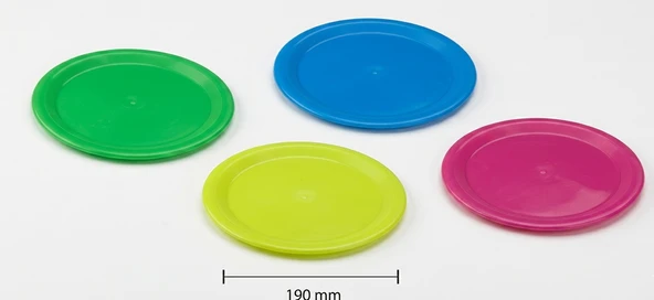 Renkli Plastik Tabaklar 3 Adet Karışık Renk ürün görseli 1