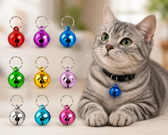 Renkli Metal Kedi ve Köpek Tasma Çanı – Tasma Aksesuarı 1 Adet ürün görseli 1