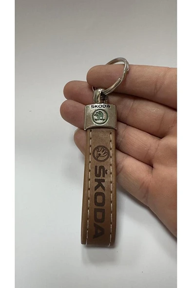 Skoda Yazılı Ve Logolu Anahtarlık (KAHVERENGİ) ürün görseli 1