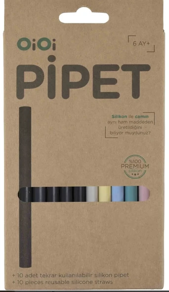 OiOi Silikon Renkli Pipet 10'lu ürün görseli 1
