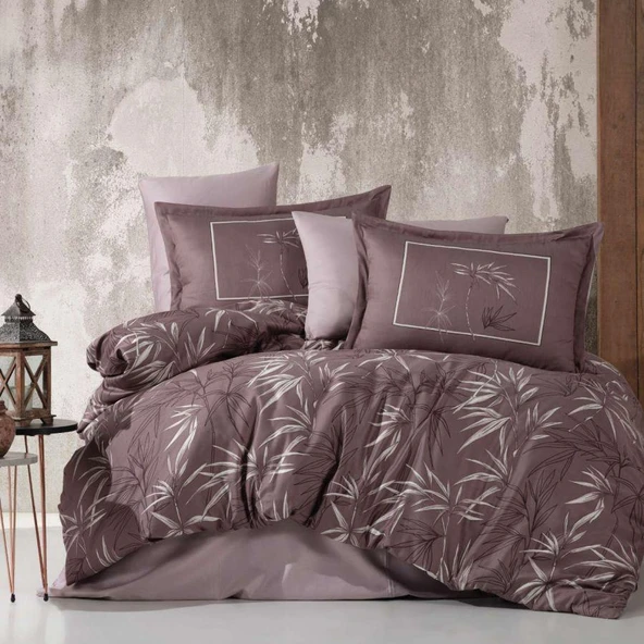 Clasy %100 Pamuk Saten Çift Kişilik Nevresim Takımı Loft V1 Kahve ürün görseli 1