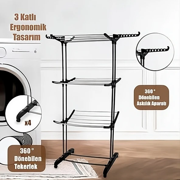 Perilla Triplex 3 Katlı Kurutmalık Çamaşır Kurutma Teli ürün görseli 1