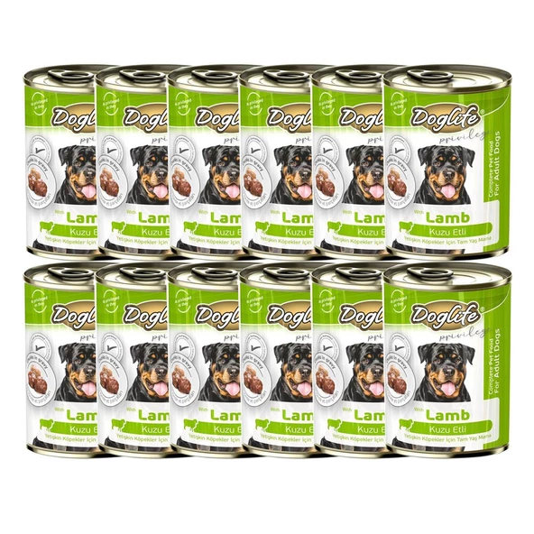 DOGLİFE KUZU ETLİ KÖPEK KONSERVE 400GR x 12 Adet ürün görseli 1