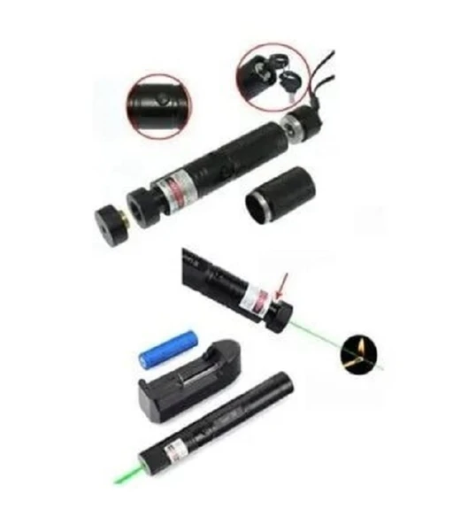 Polizei Şarjlı Turbo Yeşil Lazer Pointer Kibrit Yakabilen Güç 1000MW ürün görseli 1