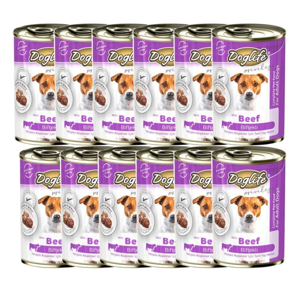 DOGLİFE BİFTEKLİ KÖPEK KONSERVE 400GR x 12 Adet ürün görseli 1