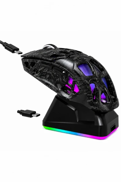 Jedel GWH-111 RGB Şarj Standlı  12000 DPI Triple BT/2.4Ghz/Kablolu Hafif Gaming Mouse ürün görseli 1