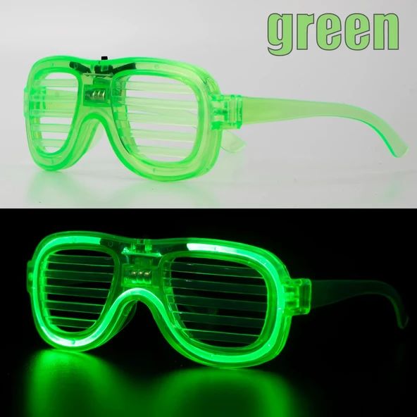 Yeşil LED Işıklı Parti Gözlüğü – Neon Glow Şerit Gözlük 3 Modlu ürün görseli 1