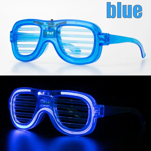 Mavi Led Işıklı Parti Gözlüğü - Neon Glow Şerit Gözlük 3 Modlu ürün görseli 1