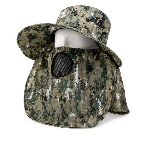 Ense Korumalı Outdoor Şapka - Maskeli - Dijital Kamuflaj (M-3)- Savex ürün görseli 1
