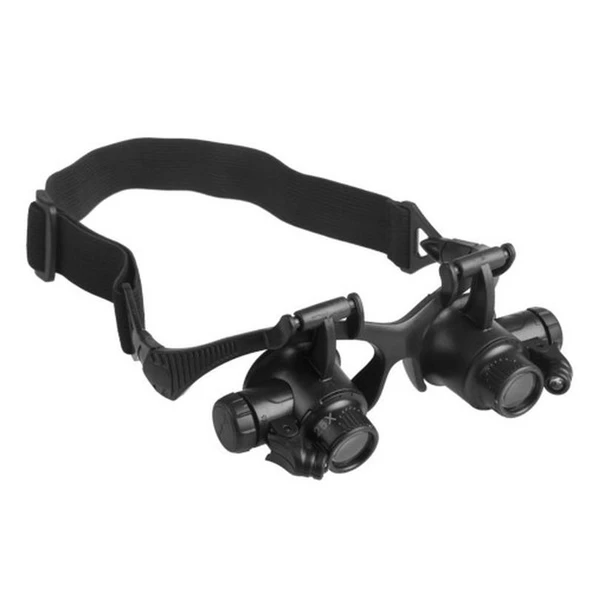 Gözlük Modeli 10X 15X 20X 25X Lens 2 Led Işıklı Büyüteç 9892G ürün görseli 1