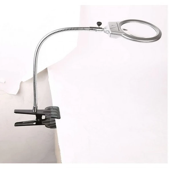 2.5X90 Mm 5X24 Mm Büyüteç Mandallı Metal Hortumlu Masa Üstü Büyüteç ürün görseli 1