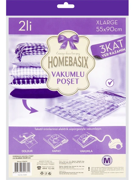 Vakumlu Poşet (Hurç) 2'li Set 2 Adet XL 55x90 ürün görseli 1