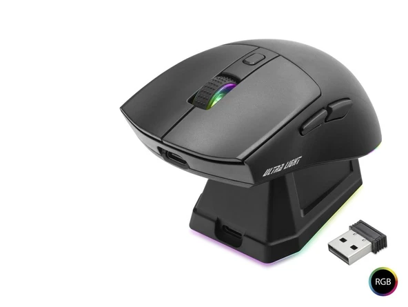 Kablosuz Rgb Mouse Şarj Standlı - Siyah MF1215B ürün görseli 1