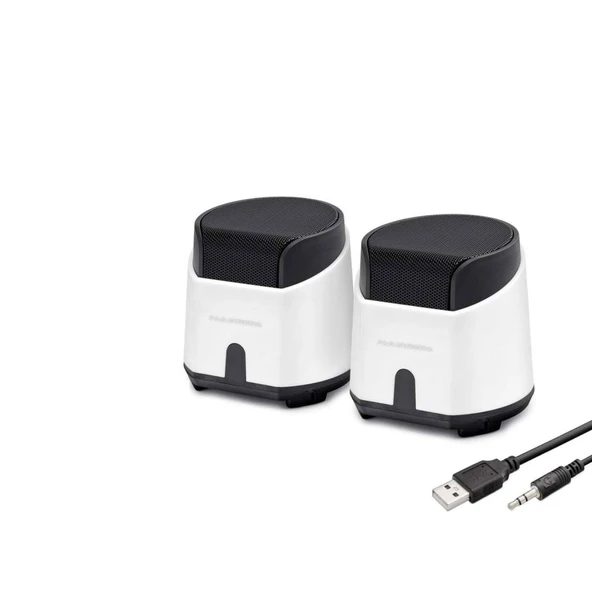 Masaüstü Hoparlör 1+1 USB + 3.5mm - Beyaz HD6024W ürün görseli 1