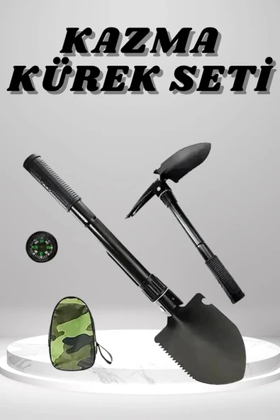 Kazma Kürek Seti Pusulalı Katlanır Portatif Kazma Kürek Seti Çok Fonksiyonlu Katlanabilir ürün görseli 1