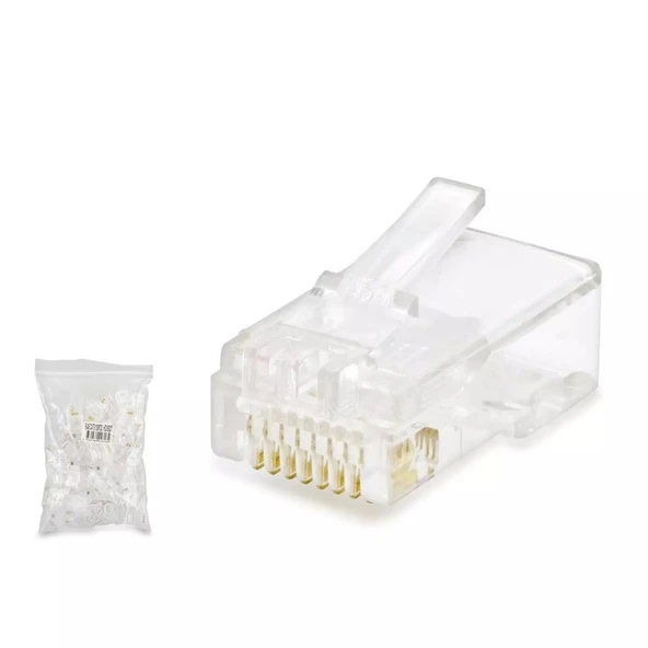Cat5 Konnektör Rj45 100Lü Paket Şeffaf HDX5007 ürün görseli 1