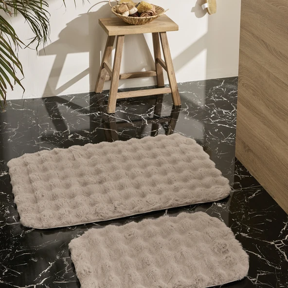 Karaca Home Bubble Banyo Paspas Seti Gri ürün görseli 1