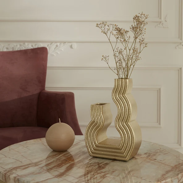 Karaca Home Vendi Vazo Gold 13,5x7,5X20 Cm ürün görseli 1