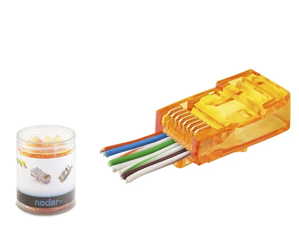 Cat6 Ez Rj45 Konnektör - 100 Adet Turuncu / Özel Plastik Kutulu ND2405 ürün görseli 1