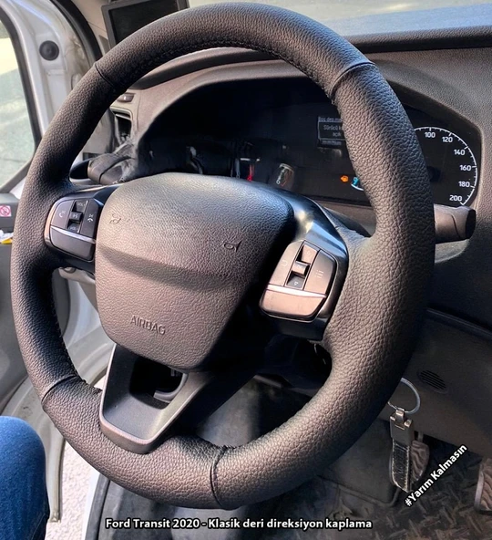 Ford Focus 4 Araca Özel Direksiyon Kılıfı DÜZ DERİ SİYAH İPLİ ürün görseli 1