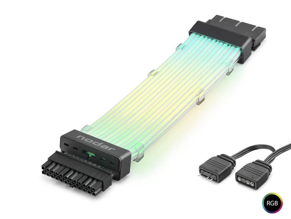 24 Pin Argb Power Supply Uzatma Kablosu Gümüş Kaplamalı Bükülebilir 2 Mm 108 Led Siyah ND2814B ürün görseli 1