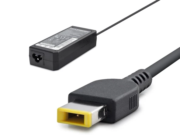 20V 4.5A 90W Laptop Adaptörü - Usb Tip Sarı Kare Uç - IBM Uyumlu - Siyah HD784 ürün görseli 1