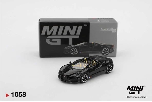 Mini GT 1/64 Bugatti W16 Mistral Black MGT01058 ürün görseli 1