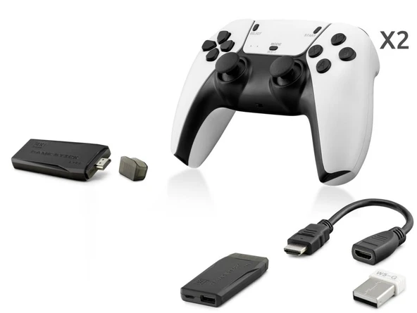 Retro Oyun Stick Hdmi Çift Gamepad Seti 2.4G Kablosuz - Beyaz HD331 ürün görseli 1