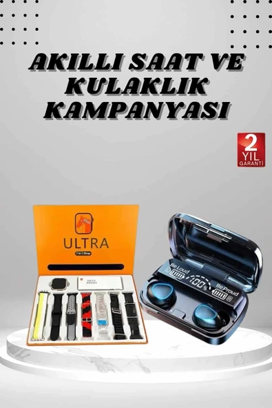 Yeni Model Akıllı Saat ve Kulaklık Kampanyası Nabızz Ölçer Bluetooth Bağlantılı Uzun Pil Ömrü ürün görseli 1