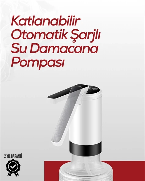 Uzun Şarj Süreli Su Pompası | Tek Tuşla Başlat/Durdur | Cam Damacana Uyumlu | Enerji Tasarruflu 4W Güç ürün görseli 1