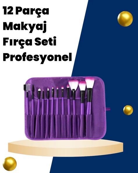 Profesyonel Makyaj Uygulamalarına Özel 12 Parça Kompakt ve Hafif Makyaj Fırça Seti ürün görseli 1