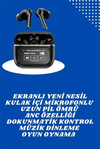 Ekranlı Yeni Nesil Pro Kulaklık ve Akıllı Saat Kampanyası Kulak İçi Mikrofonlu ürün görseli 1